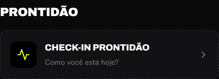 A placa de prontidão com o score e as leituras, ou o cartão hachurado do check-in